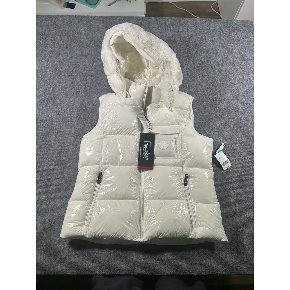 The Recycled Planet Company Womens XXL White Nanook Faux Fur Puffer Vest $225